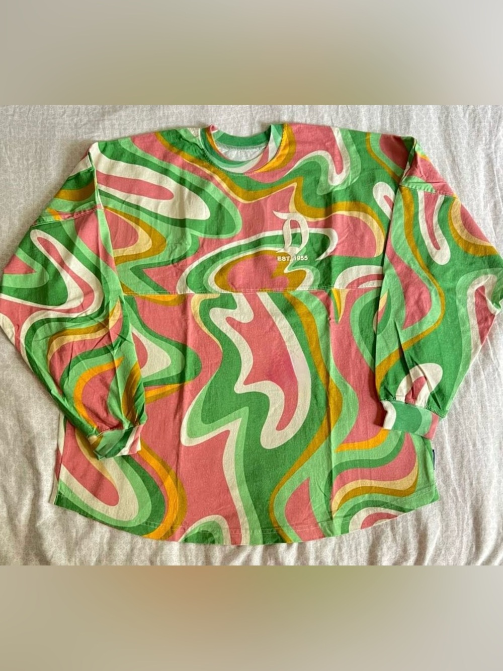 Disney Groovy Pink Green and White Spirit Jersey Women Disneyland Large